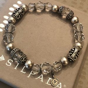 Vintage Silpada Sterling Silver Glass Stretch Bracelet B2413